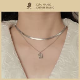 Dây Chuyền Nữ Đá Zircon Cz 5A Layer 2 Tầng Tim NHÀ CÚ Xanh Màu Bạc Quý Phái Phụ Kiện Phong Cách Hàn Quốc 6904 1