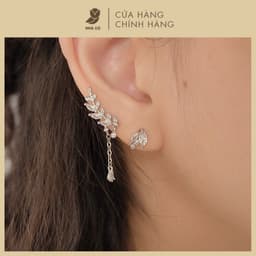 Bông Tai Nữ Đá Zircon Cz 5A Hình Chiếc Lá Nàh Cú Cây Xỏ Bạc 925 Phong Cách Đơn Giản 17316 1