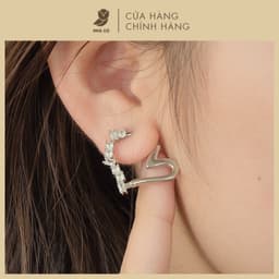 Bông Tai Khoen Đá Zircon Cz 5A Hình Trái Tim NHÀ CÚ Cây Xỏ Bạc 925 Nửa Màu Bạc Dễ Thương 18207 1