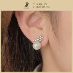 Bông Tai Nữ Đá Zircon Cz 5A Hạt Ngọc Và Hoa NHÀ CÚ Cây Xỏ Bạc 925 Phong Cách Sang Trọng Màu Bạc 18396 1