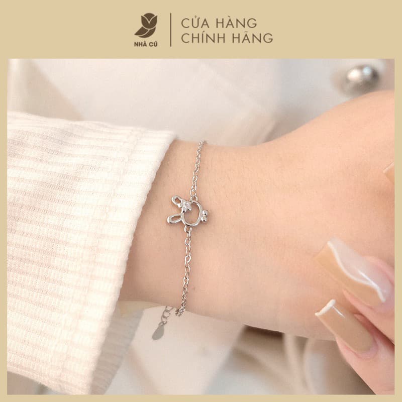 Vòng Tay NHÀ CÚ Phụ Kiện Mặt Thỏ Màu Bạc Đáng Yêu Phong Cách Thanh Lịch Hàn Quốc 3312