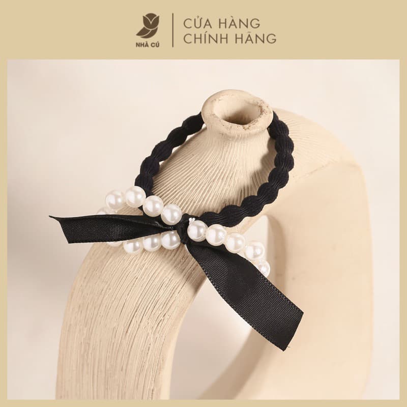 Cột Tóc NHÀ CÚ Thun Co Giãn Đính Hạt Ngọc Thanh Lịch Sang Trọng Phong Cách Hàn Quốc 5770
