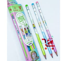 Hộp 12 Cây Viết Chì Đen HT104 2B GSTAR / Bút Chì Chuốt Gỗ Đen Có Gôm GSTAR, Hoạ Tiết Gấu Cho Bé 1
