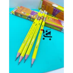 Hộp 12 Cây Viết Chì Gỗ HEIDI 2B Todo Suyo Tiêu Chuẩn Nhật Bản, 1 Đầu Viết, 1 Đầu Gôm, Vỏ Vàng Dạ Quang, Chất Lượng Tốt 4