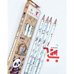 Hộp 12 Cây Viết Chì Đen HT105 2B GSTAR / Bút Chì Chuốt Gỗ Đen Có Gôm GSTAR, Hoạ Tiết Nốt Nhạc, Gấu Trúc 1