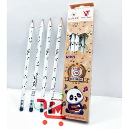 Hộp 12 Cây Viết Chì Đen HT105 2B GSTAR / Bút Chì Chuốt Gỗ Đen Có Gôm GSTAR, Hoạ Tiết Nốt Nhạc, Gấu Trúc 3