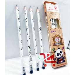 Hộp 12 Cây Viết Chì Đen HT105 2B GSTAR / Bút Chì Chuốt Gỗ Đen Có Gôm GSTAR, Hoạ Tiết Nốt Nhạc, Gấu Trúc 5