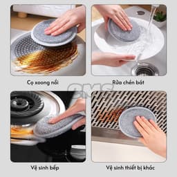 Miếng Rửa Chén Bát 3 Lớp Bọt Biển - Miếng Cọ Xoong Nồi Giẻ Rửa Bát Đĩa Đa Năng Siêu Tạo Bọt 5