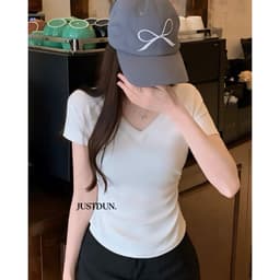 [XẢ KHO] Áo thun cổ tim cotton mềm mịn ôm body Justdun C29 4