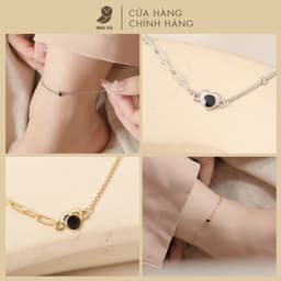 Vòng Chân NHÀ CÚ Mắt Xích Tim Đen Nữ Tính 3377 1