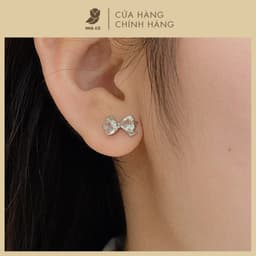 Bông Tai Nữ  Đá Zircon Cz 5A Hình Nơ NHÀ CÚ Cây Xỏ Bạc 925 Phong Cách Khuyên Tai Dễ Thương 17875 6
