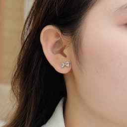 Bông Tai Nữ  Đá Zircon Cz 5A Hình Nơ NHÀ CÚ Cây Xỏ Bạc 925 Phong Cách Khuyên Tai Dễ Thương 17875 3