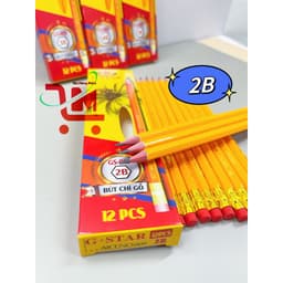 Hộp 12 Cây Bút Chì Gỗ Chuốt G-STAR GS-009 2B, Vỏ Chì Màu Vàng, Có Gôm Tẩy Đỏ, Nỗi Bật, Chất Lượng Tốt 4