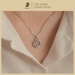 Dây Chuyền Nữ Đá Zircon Cz 5A Mặt Tròn NHÀ CÚ Màu Bạc Dễ Thương Phong Cách Hàn Quốc 6999 1