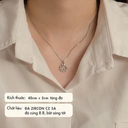 Dây Chuyền Nữ Đá Zircon Cz 5A Mặt Tròn NHÀ CÚ Màu Bạc Dễ Thương Phong Cách Hàn Quốc 6999 3