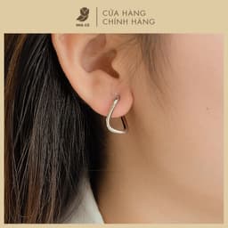 Bông Tai NHÀ CÚ Phụ Kiện Khoen Chữ Nhật Màu Bạc Cá Tính 17955 1
