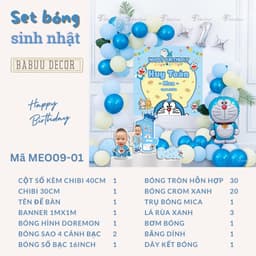 Set bóng Doremon kèm banner in thông tin trang trí sinh nhật cho bé MEO09 Babuu Decor 4