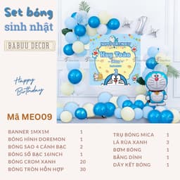 Set bóng Doremon kèm banner in thông tin trang trí sinh nhật cho bé MEO09 Babuu Decor 3