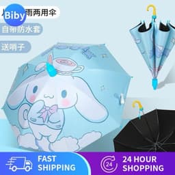 Ô Dù Hình Kuromi, Melody, Baby three, NaTra Cán Dài Tặng Kèm Còi  Màu Hồng, Màu Tím Cho Bé Gái - Ô Dù Trẻ Em Cao Cấp 6