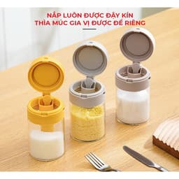 Lọ Đựng Gia Vị Thuỷ Tinh Boro Chống Vỡ Cao Cấp - Hộp Đựng Gia Vị Có Thìa Để Ngăn Riêng Chống Ẩm, Nắp Kín Có Khóa 1