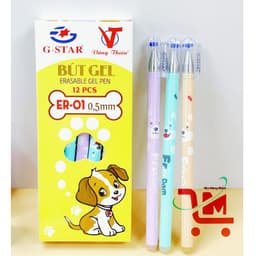Hộp 12 Bút Gel Xoá Được Chất Lượng Tốt  G-STAR ER-01 0.5mm Mực Xanh, Mực Tím, Màu Mực Đẹp, Tươi Sáng 1