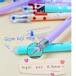 Hộp 12 Bút Gel Xoá Được Chất Lượng Tốt  G-STAR ER-01 0.5mm Mực Xanh, Mực Tím, Màu Mực Đẹp, Tươi Sáng 2