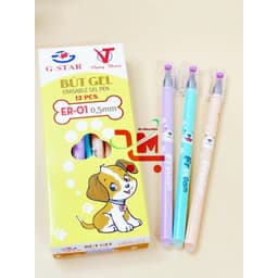 Hộp 12 Bút Gel Xoá Được Chất Lượng Tốt  G-STAR ER-01 0.5mm Mực Xanh, Mực Tím, Màu Mực Đẹp, Tươi Sáng 4