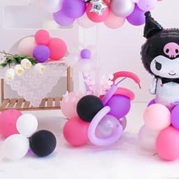 Set bóng trang trí sinh nhật chủ đề mèo Kuromi màu hồng đen cho bé gái AA02 Babuu Decor 6