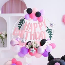 Set bóng trang trí sinh nhật chủ đề mèo Kuromi màu hồng đen cho bé gái AA02 Babuu Decor 5