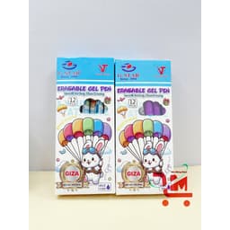 Hộp 12 Cây Bút Gel Xoá Được Giza Gstar/GIZA  Ngòi 0.38mm/2 Đầu Gôm Bôi Xoá Tiện Lợi Cho Bé/ Màu Mực Xanh Và Tím 3