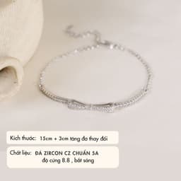 Vòng Tay NHÀ CÚ Nơ Đính Đá Màu Bạc Sang Trọng Phong Cách Hàn Quốc 3238 2