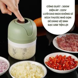 Máy Xay Tỏi Ớt Đa Năng Mini Cầm Tay Loại Mới BH 6T GIA DỤNG VĨNH NGÂN ( Miễn Ship ) 1