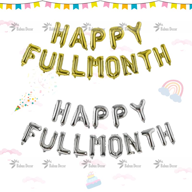 Dây chữ dạ & bóng chữ Happy Fullmonth trang trí đầy tháng cho bé