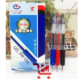 Hộp 12 Cây Bút Gel Bấm G-STAR GP-05 Ngòi 0.5mm/Viết Bấm Nước Mực Xanh, Đỏ, Đen, Ngòi Êm, Cho Nét Đều, Chất Lượng 1