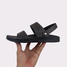 Dép quai hậu nam , Sandal nam hai quai ngang  đế lõm ôm chân  may khâu thủ công chắc chắn ba màu nâu đen xám trẻ trung 6