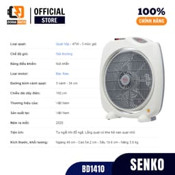 Quạt bàn đảo loại to, quạt hộp Senko BD1410 47W 3 cấp độ gió - Bảo hành 24 tháng chính hãng 3