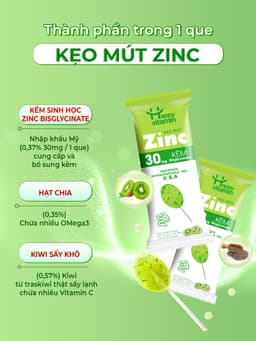 Kẹo Mút Bổ Sung Kẽm Hữu Cơ Cho Bé Happy Vitamin - hỗ trợ ăn ngon miệng, hấp thu dinh dưỡng Hộp 25 Que 10