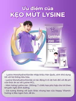 Kẹo mút bổ sung Lysine Hữu Cơ - Happy Vitamin - Hỗ trợ giúp hấp thu Canxi tốt hơn - Hộp 25 Que 8