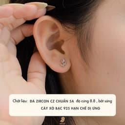 Bông Tai Nữ NHÀ CÚ Hoa Tulip Cây Xỏ Bạc 925 Màu Bạc Nữ Tính 148464 3