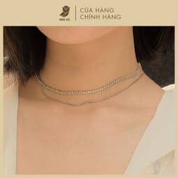 Dây Chuyền Nữ Đá Zircon Cz 5A Layer 2 Tầng Khối Nhỏ NHÀ CÚ Màu Bạc Phong Cách Hàn Quốc 7115 1