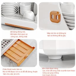 Hộp Đựng Đa Năng Có Nắp Đậy Trong Suốt Ngăn Bụi Bẩn Ẩm Mốc Tiện Lợi Khay Úp Chén Bát, Giá Úp Cốc Ly 6