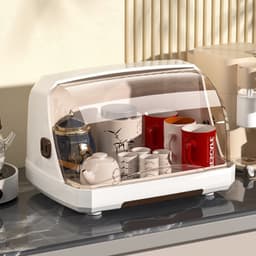 Hộp Đựng Đa Năng Có Nắp Đậy Trong Suốt Ngăn Bụi Bẩn Ẩm Mốc Tiện Lợi Khay Úp Chén Bát, Giá Úp Cốc Ly 1