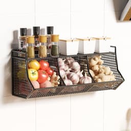 Kệ bếp để gia vị 3 ngăn 2 tầng, kệ để đồ đa năng, khay đựng gia vị hành tỏi dán tường chia ngăn 7
