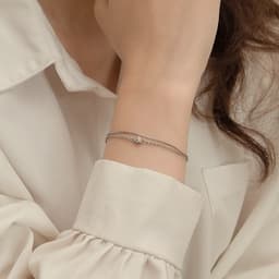 Vòng Tay / Lắc Tay Mặt Đá Bao Tròn NHÀ CÚ Đính Đá Zicron Cz 5A Màu Bạc Phong Cách Thanh Lịch Nữ Tính 3386 3