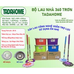Bộ Lau Nhà Tự Vắt 360 Độ TADAHOME, Cây Lau Nhà, Chổi Lau Nhà Có Lồng Vắt Khô Tiện Lợi - DOMUS 2