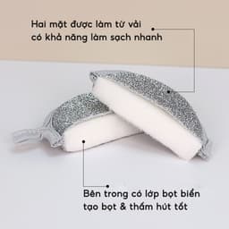 [ COMBO 6 CÁI ] Miếng Bọt Biển Rửa Chén Bát 3 Lớp PTLUXURY Giẻ Rửa Bát Đĩa Đũa Cọ Xoong Nồi Đa Năng Tạo Bọt 4