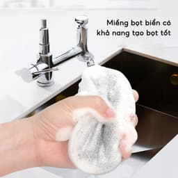 [ COMBO 6 CÁI ] Miếng Bọt Biển Rửa Chén Bát 3 Lớp PTLUXURY Giẻ Rửa Bát Đĩa Đũa Cọ Xoong Nồi Đa Năng Tạo Bọt 3