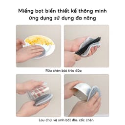 [ COMBO 6 CÁI ] Miếng Bọt Biển Rửa Chén Bát 3 Lớp PTLUXURY Giẻ Rửa Bát Đĩa Đũa Cọ Xoong Nồi Đa Năng Tạo Bọt 6