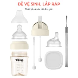 Bình Sữa PPSU Đa Năng TOPGIAKIDS Cho Bé Từ 0 Tháng – Dung Tích 160ml/180ml/270ml Kèm Ống Hút Silicon 5