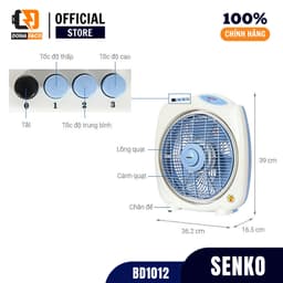 Quạt hộp Senko BD1012 40W để bàn học bàn làm việc, phòng ngủ 3 cấp gió mạnh bảo hành 24 tháng 5